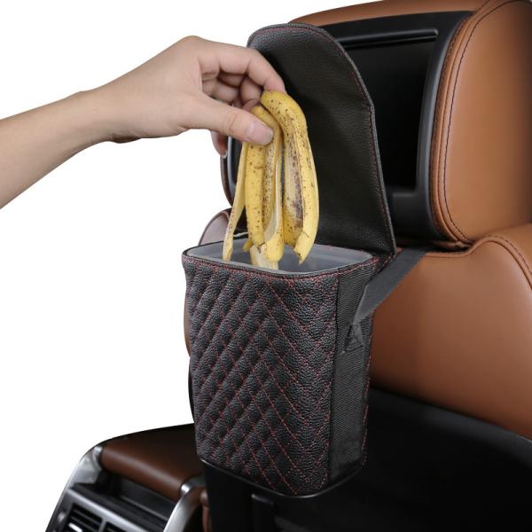 Lightweight Storage 3 L Capacity Car Accessories Trash Bin With Leather Abs Board