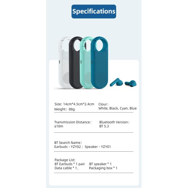 360 стерео 2 в 1 дикторе Bluetooth и обломоки BT5.3 Earbuds истинных двойных делают водостойким