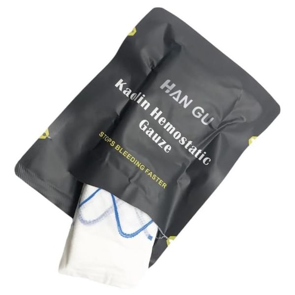 7.5cmx3.7m Sterile Kaolin Hemostatic Gauze Medical Compressed Wrap Bandage