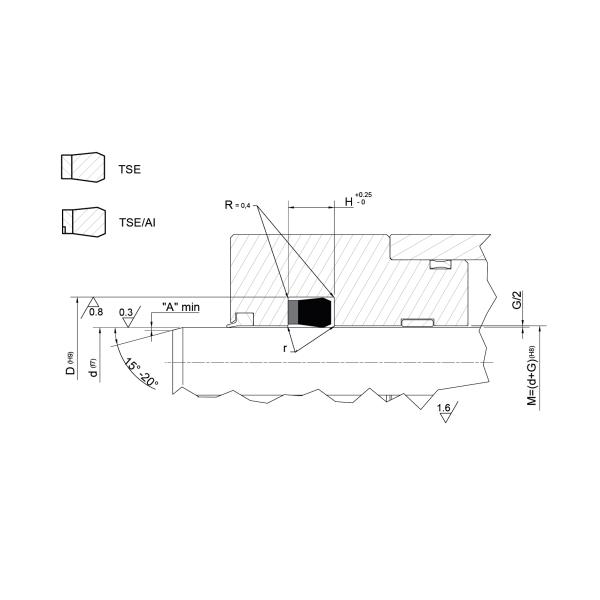 TSE/AI - плунжерный шток TSE/AE герметизирует уплотнения вала гидравлического цилиндра