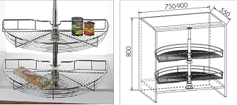Вращаясь аксессуары кухни корзины угла шкафа современные в нержавеющей стали
