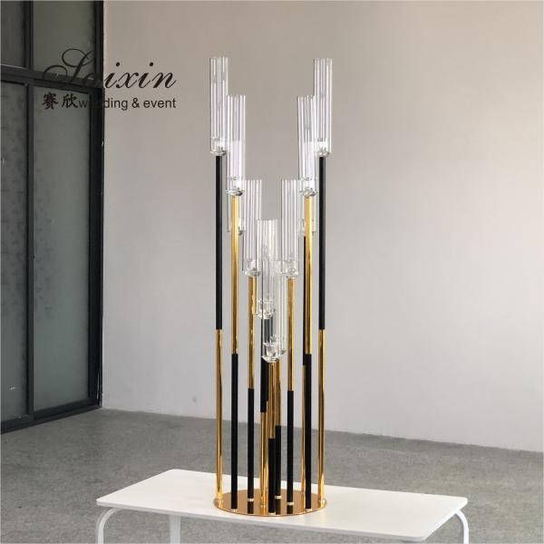 ZT-526 bling wedding candelabra centerpieces 12 arms gold with clear candle holder