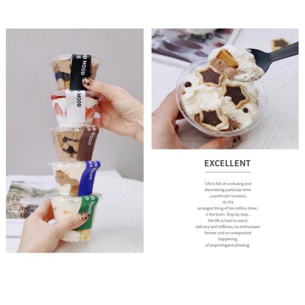 Copo de sorvete de sobremesa transparente Mini Copo de bolo Embalagem Copas de plástico com tampa