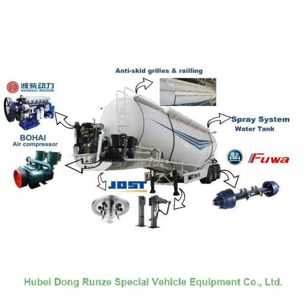 2 Axles V Type Tank Semi Trailer For Dry Powder Meterial Carry 40 - 45 M3 Capacity