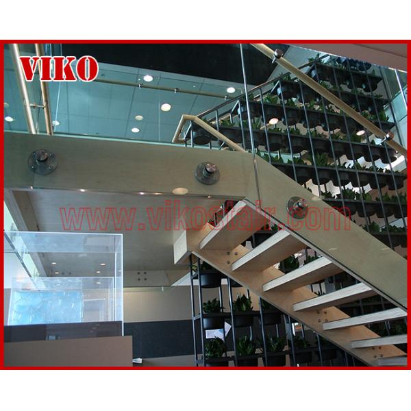 Double Steel Plate Staircase VK25S ,Beech Tread,Carbon Steel Stringer,Stainless Steel,Power Coated,Wooden