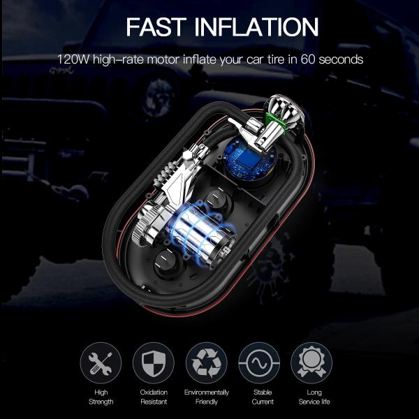 ABS Material YANTU A01 12v Electric Car Air Inflator Portable Digital Pumps Compressor