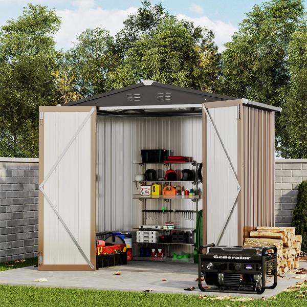 6.6ft Durable Metal Garden Shed House Storage Shed for Tools Outdoor Storage Solution