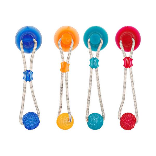 Pet Dog Self Play Tug Pull Force Vent Durable Strong Teeth Cleaning Suction Cup TPR