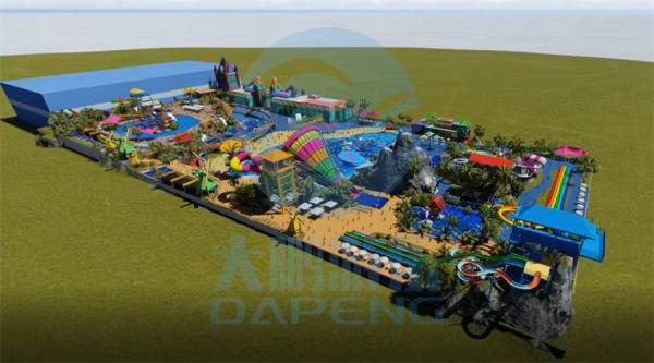 Water Park Play Equipment Set With Aqua Fiberglass Water Slide For Kids