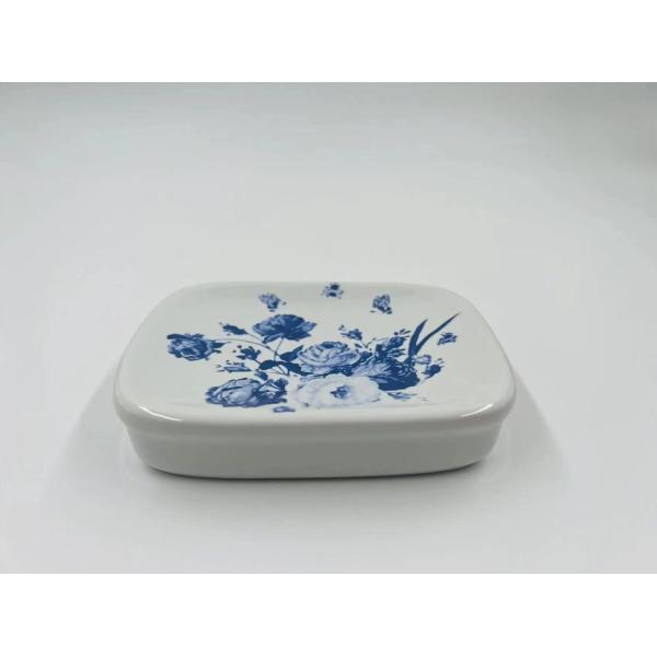 Керамические комплекты аксессуаров для ванной комнаты круглой формы белый с цветочным наклейкой