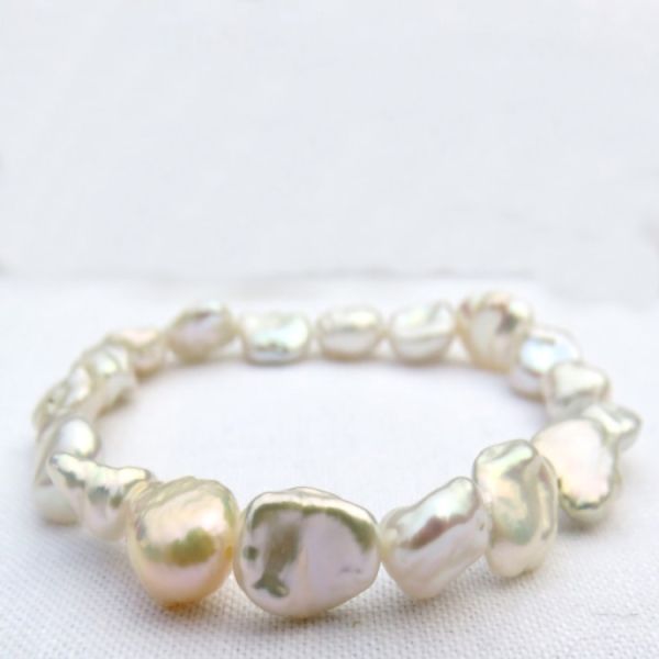 Handmade Elastic Baroque Pearl Bracelet Layered Irregular Stacked Pearl Bracelets