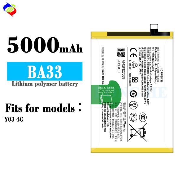 VIVO Y03 Rechargeable Battery BA33 Pack with Dual IC Protection and Lithium Polymer Material