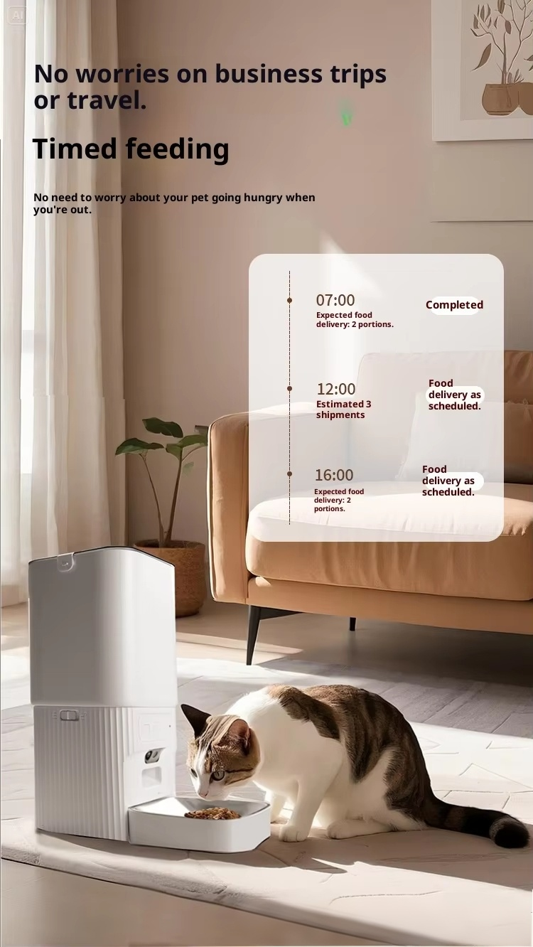 Cross-border New Eco-friendly Modern Pet Dogs Automatic Remote Intelligent Feeder APP Control Camera Charge 7L Plastic Bowls
