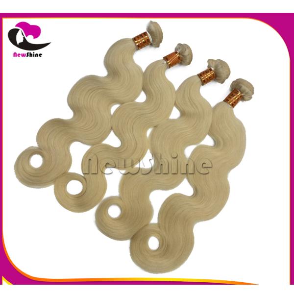 Original 100%  Brazilian Human Hair Wefts Premium Blonde 613#  Virgin Hair Body Wave Lace Closure To Match
