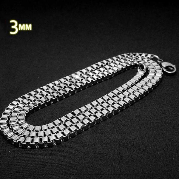 Men's 925 Silver Plated Titanium Stainless Steel  Box Chain Necklace (CE496)
