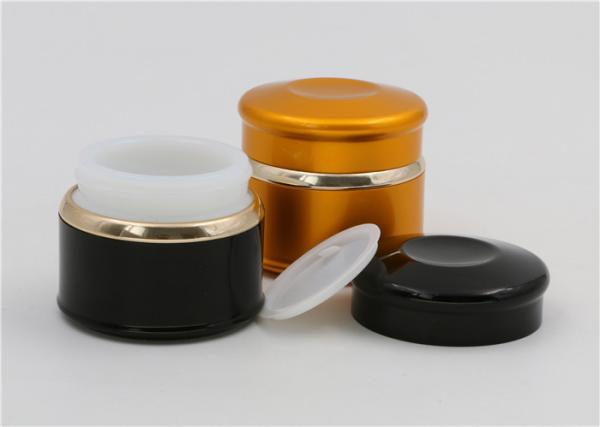Frasco de creme cosmético de vidro preto do ouro com apoio do creme da beleza das tampas 50g
