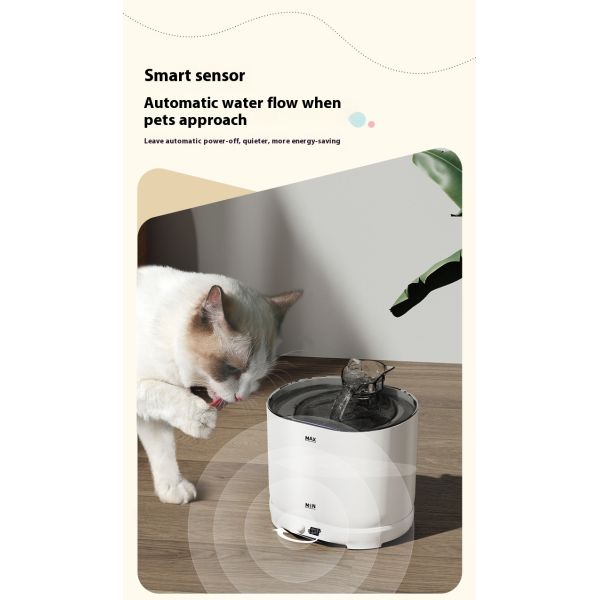 Automatic Wireless Charging Waterproof IPX5 Lightweight 0.8kg Cat Dog Drinking Bowl Eco-Friendly Solid Pattern Plastic Battery