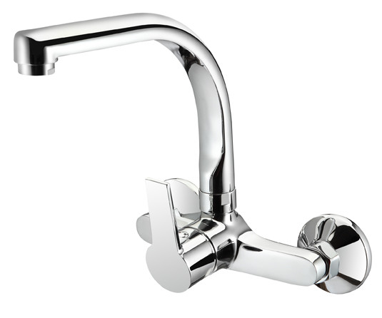 SUS304 Spout Wall Mounted Kitchen Mixer Faucet 2 Hole Cold And Hot Water Tap