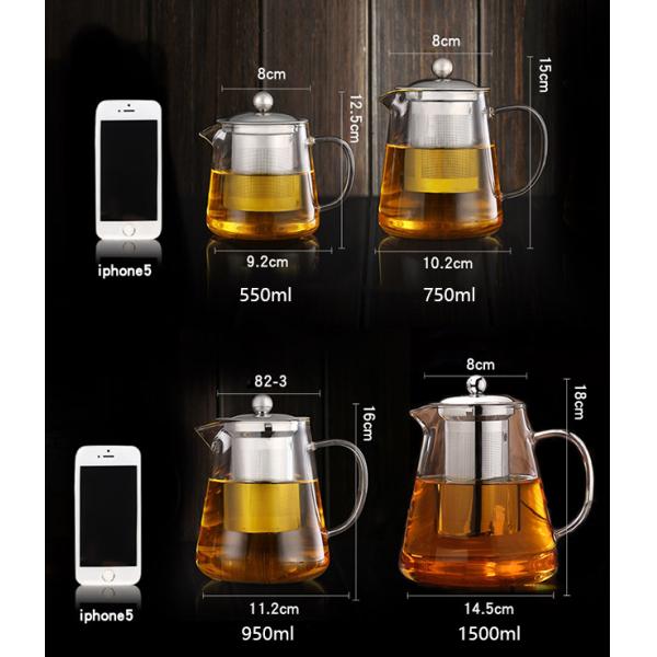 Heat Resistant Clear Glass Teapot with 304 Stainless Steel Strainer Durable