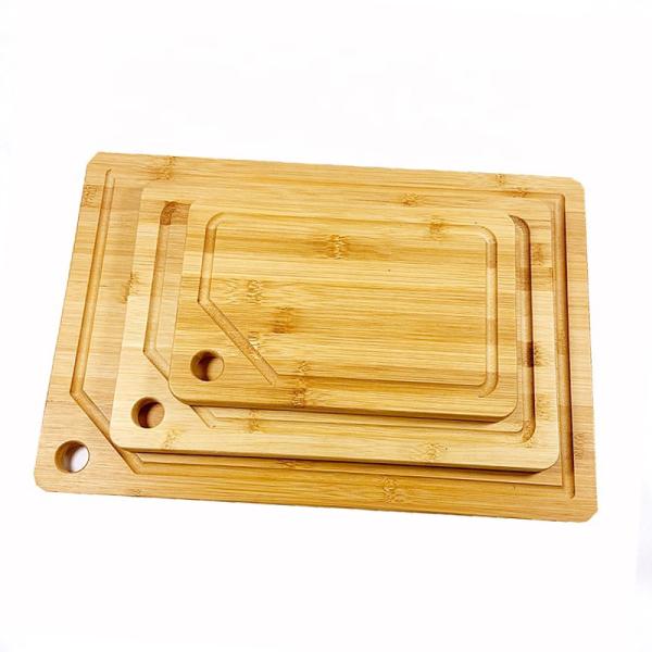 Rectángulo de bambú tabla de corte con ranura de jugo herramienta de cocina esencial