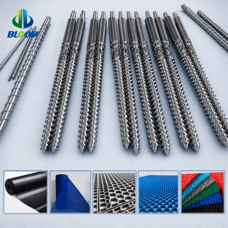 Conical Twin Screw set for PVC coil mat production