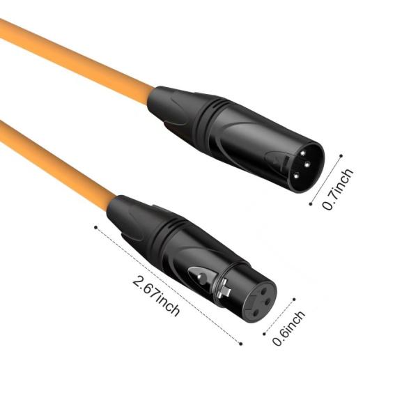 Male to Female XLR Microphone Cables , Orange Rubber Shielded Balanced Snake Cords