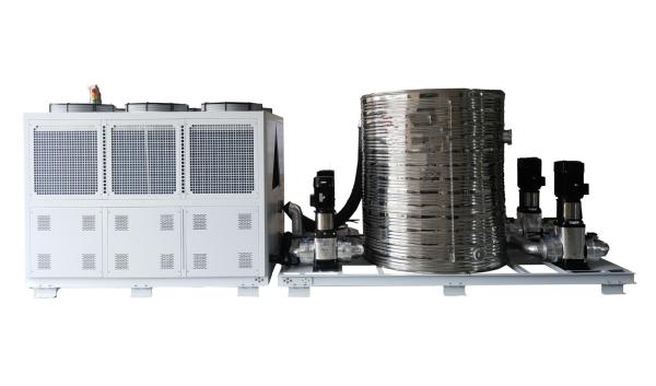 Durable Air Cooled Industrial Chiller 40HP 113.58 KW/Hr With Water Tower / 6 Pcs Fans