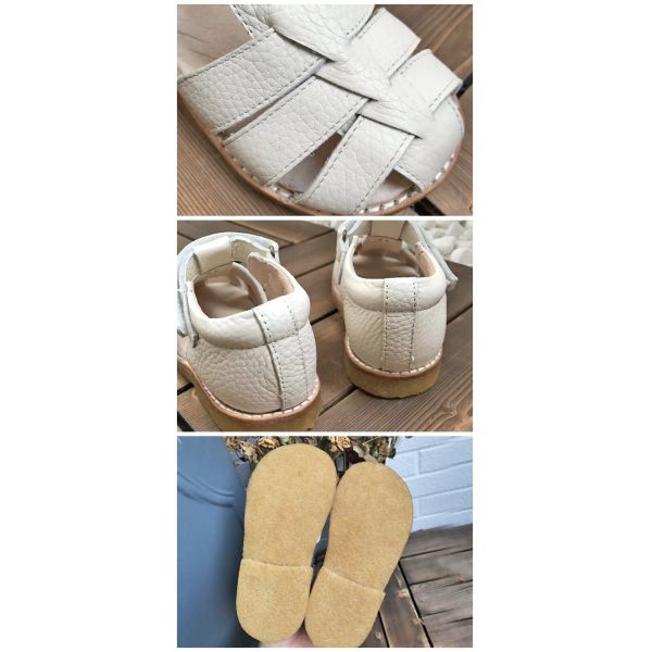 Outdoor Cow Leather Anti Collision Toe Stylish Kids Shoes