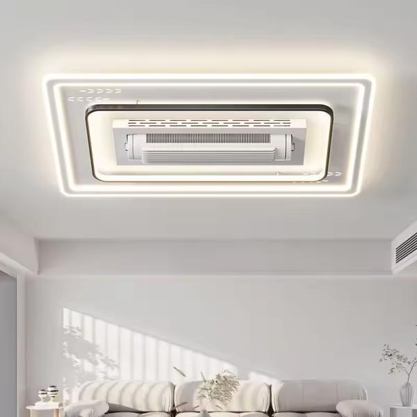 Mayorista   Iluminación LED moderna sin aspas, cuerpo de hierro, aire acondicionado para sala de estar y dormitorio, motor de CA de alta silencio, interruptor de control remoto