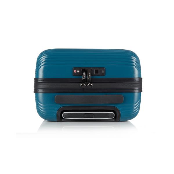 Rodas de aluminio telescópicas de mano portátil de cabina verde maleta giratoria con huella digital TSA bloqueo para viajes de negocios