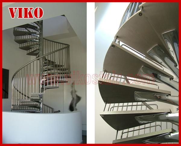 Spiral StaircaseVH40S Tread Beech  Aluminum 304 Stainless Ste  Baluster  Stair Curved Glass Handrail 304 Stainless Steel