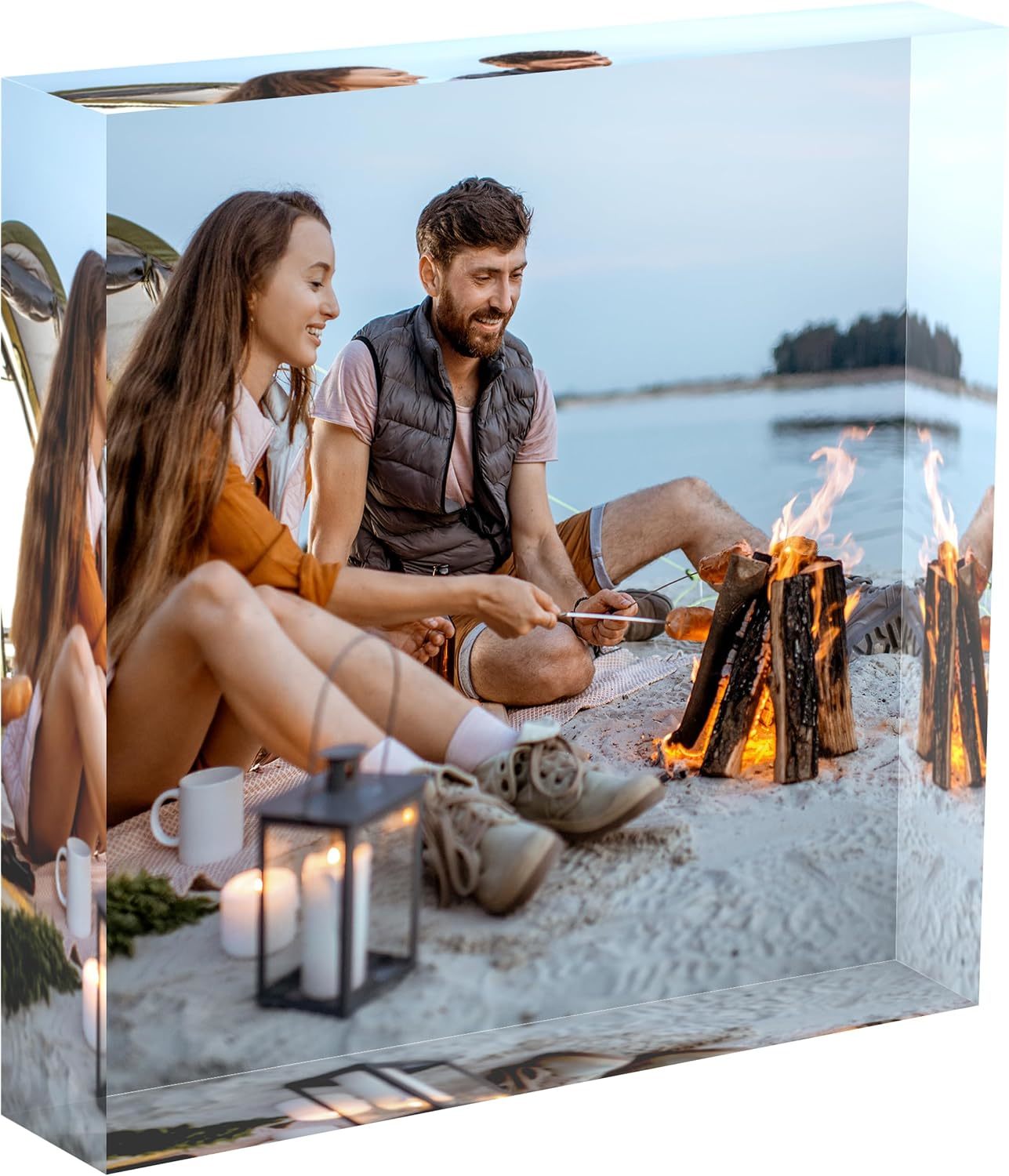 Clear Custom Acrylic Block Photo Frame Rectangular Shape Tabletop Mounting Type