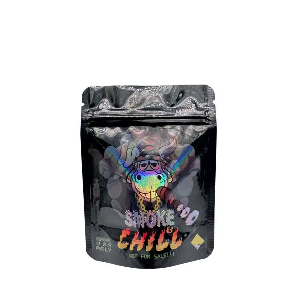 Glossy Black Reusable Foil Lined Ziplock Holographic Packaging Bags For Flower Weed