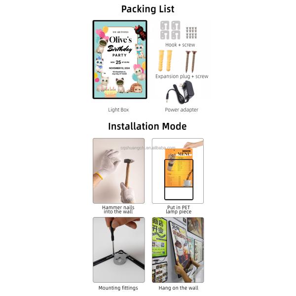 Ультратонкий тонкий стеклянный фонарик для стенного цифрового плаката рекламы супермаркетов