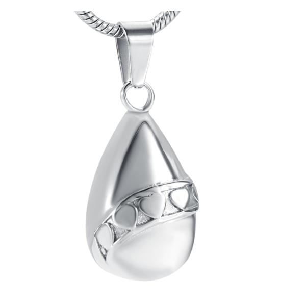 Stainless Steel Heart Water Drop Ashes Keepsake Cremation Pendant Necklace