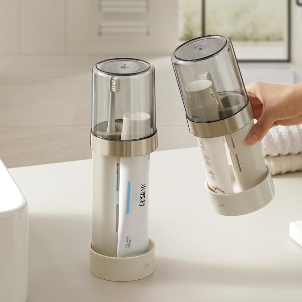 Modern 2 Slots Toothbrush Holder Stand With Tooth Brush Cups Cover
