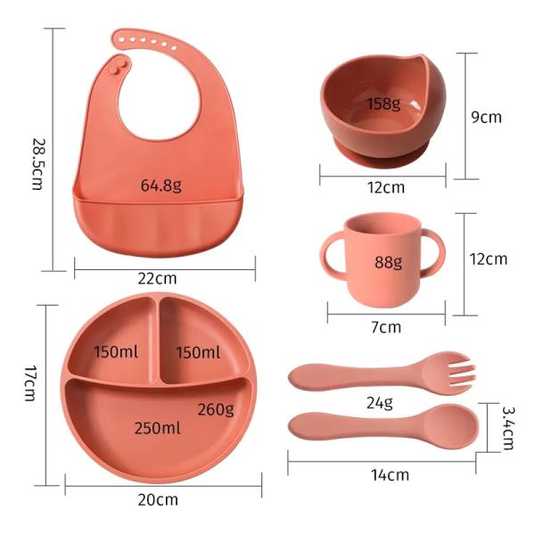 Silicone Food Grade Infant Dinnerware Sets Baby Feeding Set Suction Kids Infant Plates And Bowls