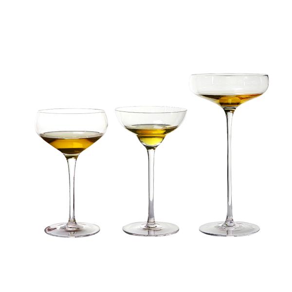 Hot Cutting Clear 200ml Hand Blown Margarita Glasses For Home Deco