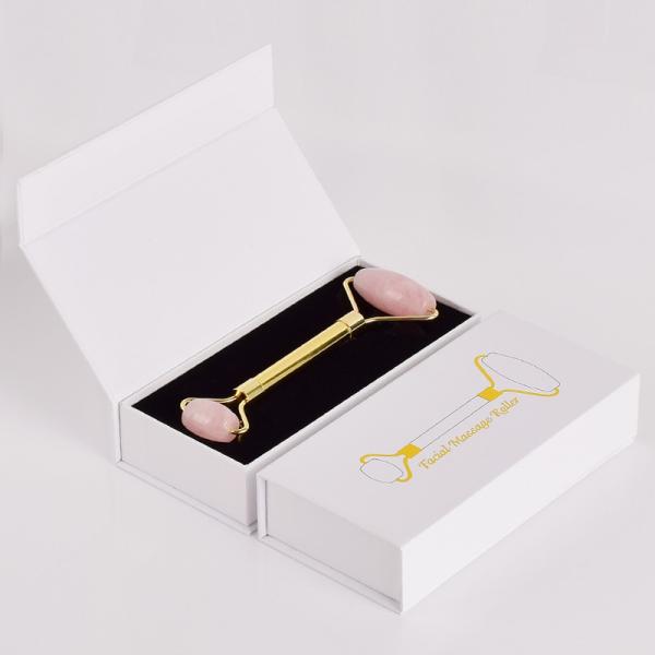 145mm Length Rose Quartz Jade Roller Double Duty Stainless Steel Handle
