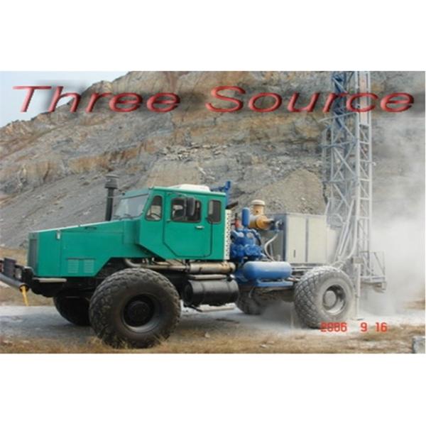 Truck mounted drilling rig in desert