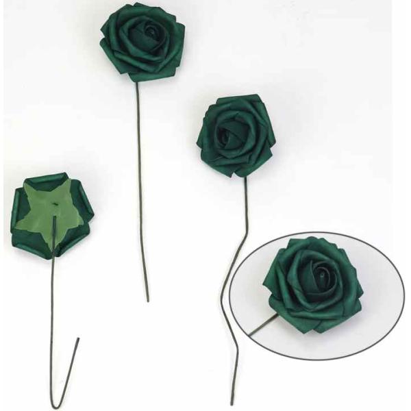 Bulk Dark Emerald Green Roses Artificial Flowers with Stem for DIY Wedding Bouquets Centerpieces Arrangements Kissing Ball
