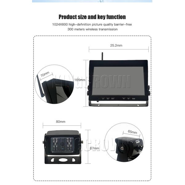 KING CROWN 10inch digital wireless rear view mirror video recorder