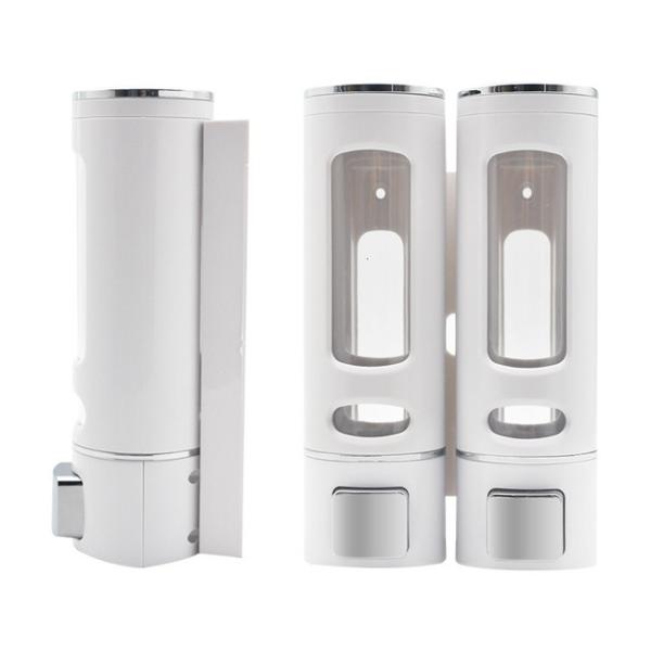 Double Heads Wall Mounted Liquid Soap Dispenser Waterproof ABS Plastic Material