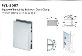 high quality 0 degree Stainless Steel Wall Mount Glass Clamp Wall to Door bathroom Glass Hinge WL-8007