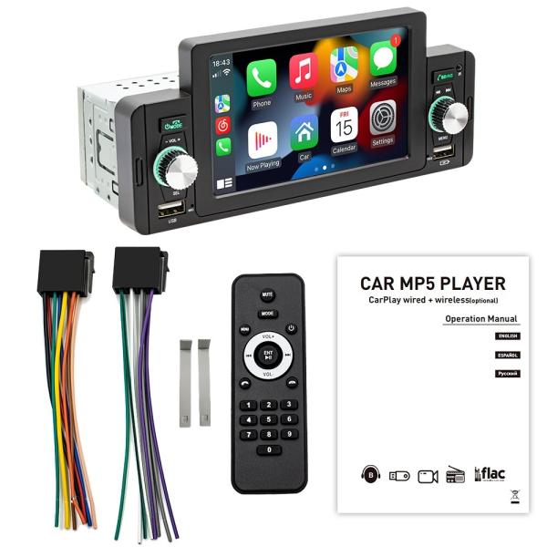 Creatall 5-Inch Car MP5 Player for Bluetooth Reversing Camera Wired/Wireless CarPlay Supports WAV MP3 APE Audio Formats USB