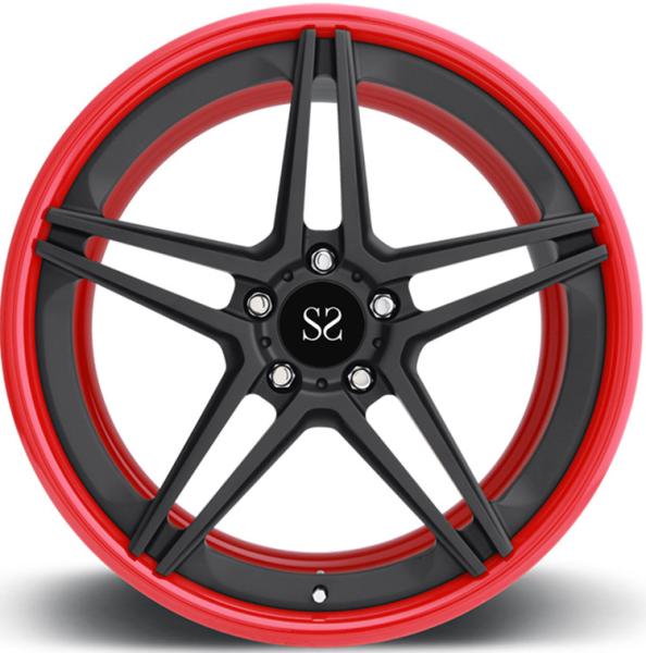21inch 9.5J personalizou bordas da liga 2-PC para Ferrari 458 Speciale que o preto vermelho do brilho forjou as rodas