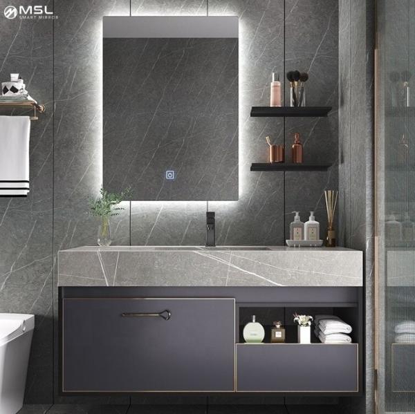 Customized LED Medicine Cabinet Silver Bathroom Illuminated Mirror Cabinet Square