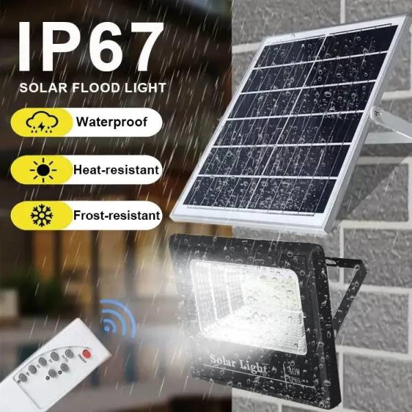350W Solar Powered Exterior Security Lights IP67 Waterproof Solar Flood Lamps