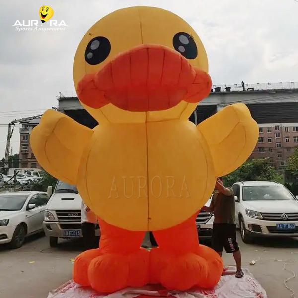 Custom Design Giant Inflatable Yellow Duck Oxford / PVC Inflatable Cartoon Characters