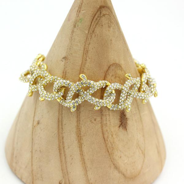 New Arrival Hip Hop Jewelry Nickel Free Rhinestone Gold Plated Cuban Chain Bracelets For Women Men Girls Jewelry Gifts